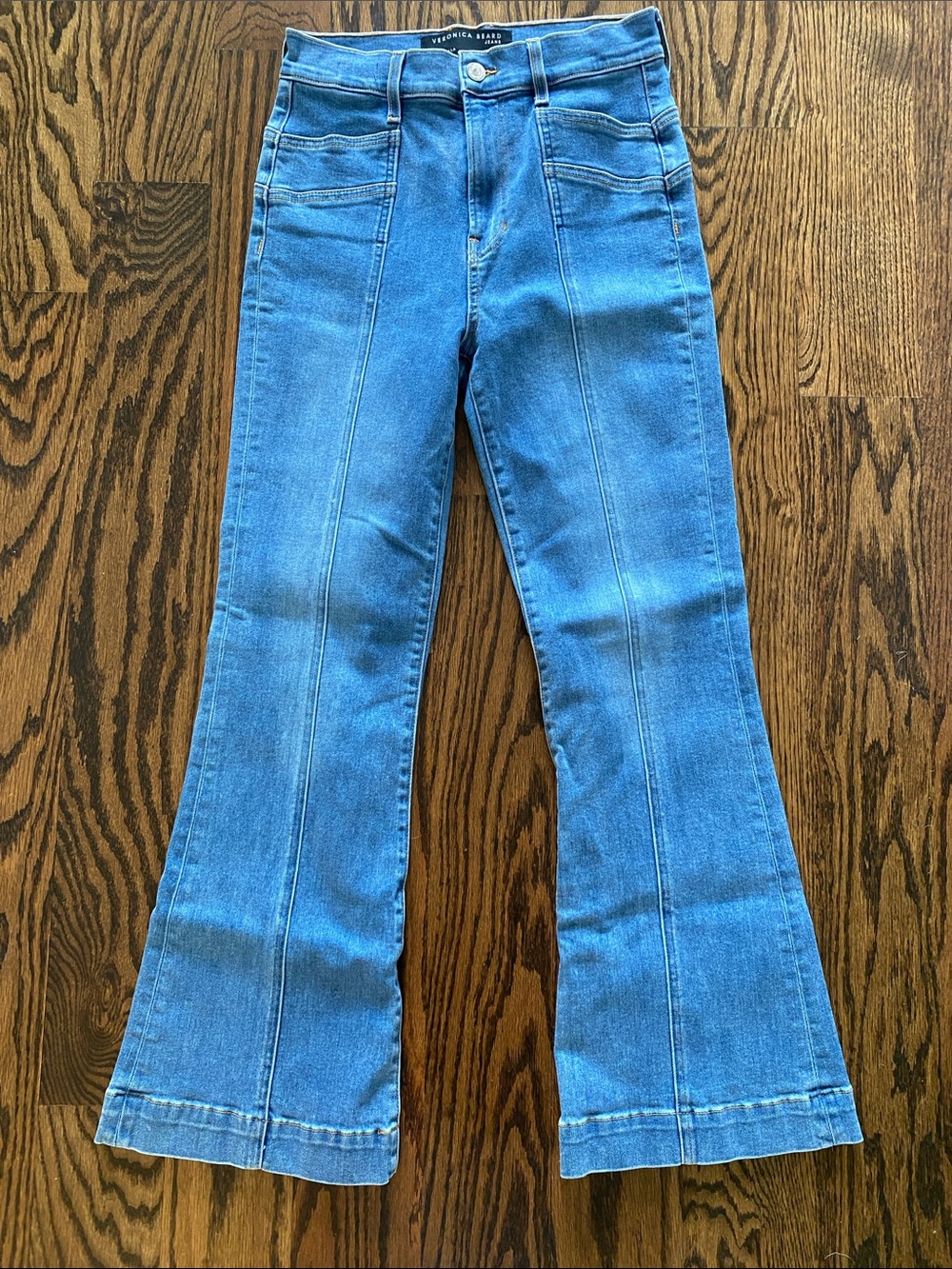 Veronica Beard Medium Blue High-Rise Flare Jeans